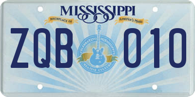 MS license plate ZQB010
