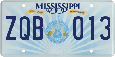 MS license plate ZQB013