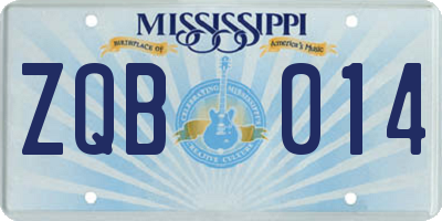 MS license plate ZQB014