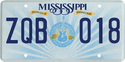 MS license plate ZQB018