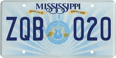 MS license plate ZQB020