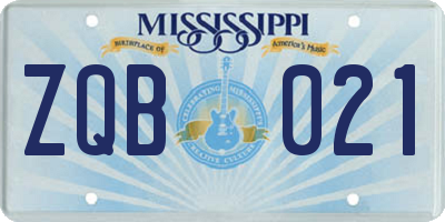 MS license plate ZQB021