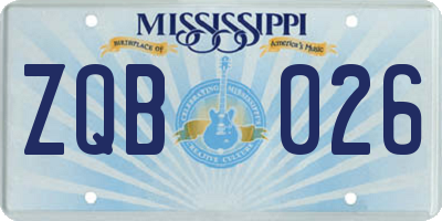 MS license plate ZQB026