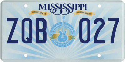 MS license plate ZQB027