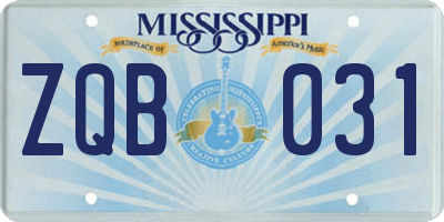 MS license plate ZQB031