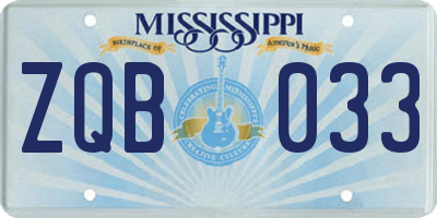 MS license plate ZQB033