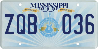 MS license plate ZQB036