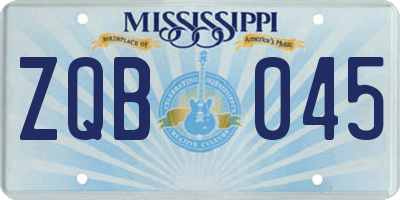 MS license plate ZQB045