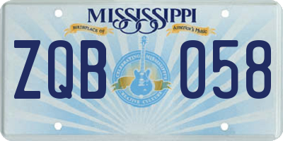 MS license plate ZQB058