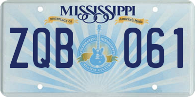MS license plate ZQB061
