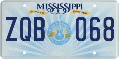 MS license plate ZQB068