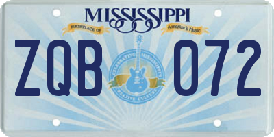 MS license plate ZQB072