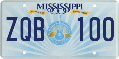 MS license plate ZQB100