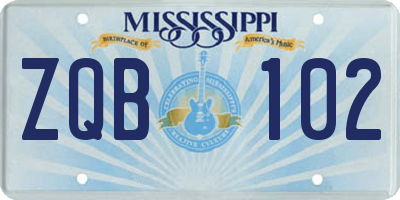 MS license plate ZQB102