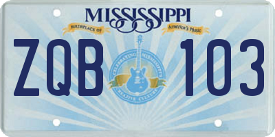 MS license plate ZQB103