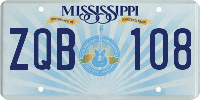 MS license plate ZQB108