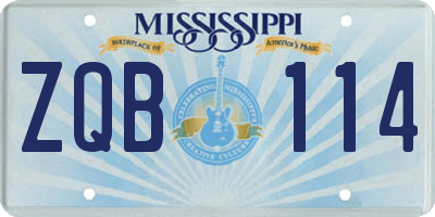 MS license plate ZQB114