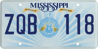 MS license plate ZQB118
