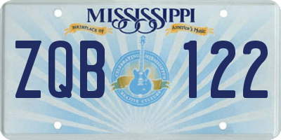 MS license plate ZQB122