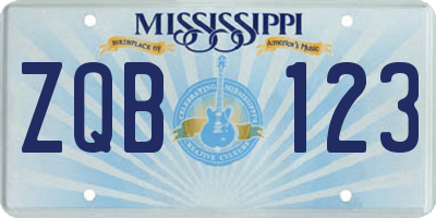 MS license plate ZQB123