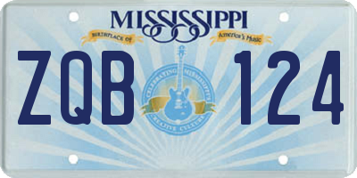 MS license plate ZQB124