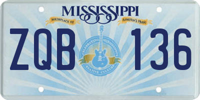 MS license plate ZQB136