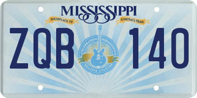 MS license plate ZQB140