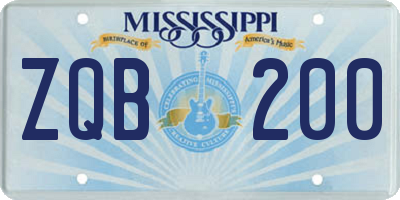 MS license plate ZQB200