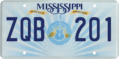 MS license plate ZQB201