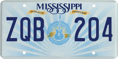 MS license plate ZQB204