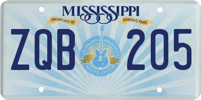 MS license plate ZQB205