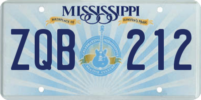 MS license plate ZQB212