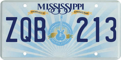 MS license plate ZQB213
