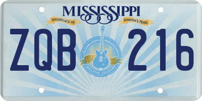 MS license plate ZQB216
