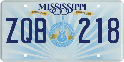 MS license plate ZQB218