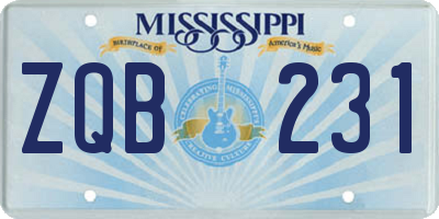 MS license plate ZQB231