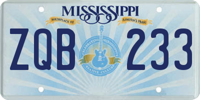 MS license plate ZQB233