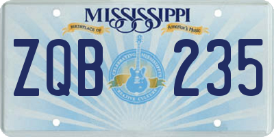 MS license plate ZQB235