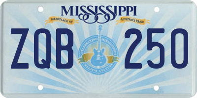 MS license plate ZQB250