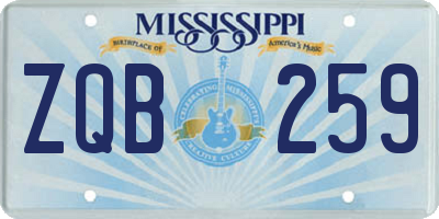 MS license plate ZQB259