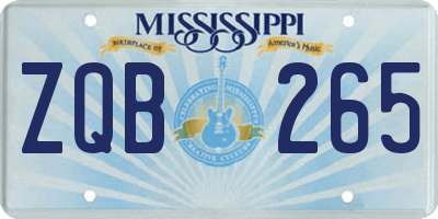 MS license plate ZQB265