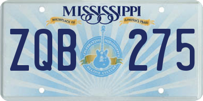 MS license plate ZQB275
