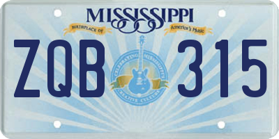 MS license plate ZQB315