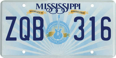 MS license plate ZQB316