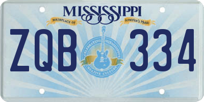 MS license plate ZQB334