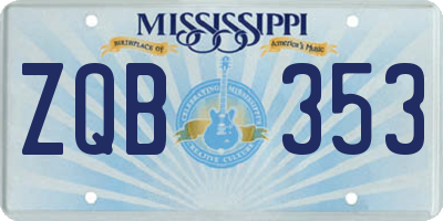 MS license plate ZQB353