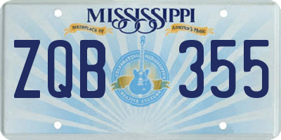 MS license plate ZQB355