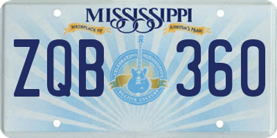 MS license plate ZQB360