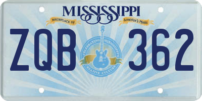 MS license plate ZQB362