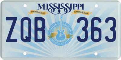 MS license plate ZQB363